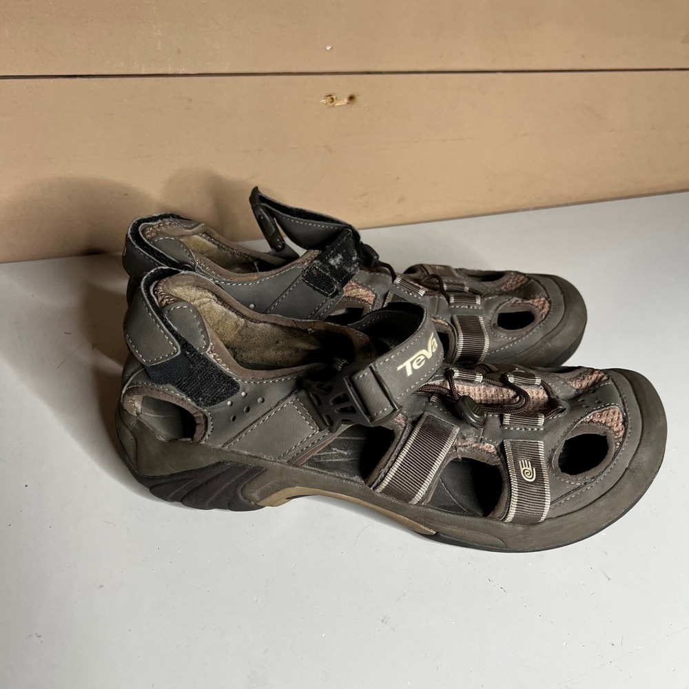 Teva Dozer 6148 Mens Grey Tan Hiking Sport Sandals Closed Toe Size 10